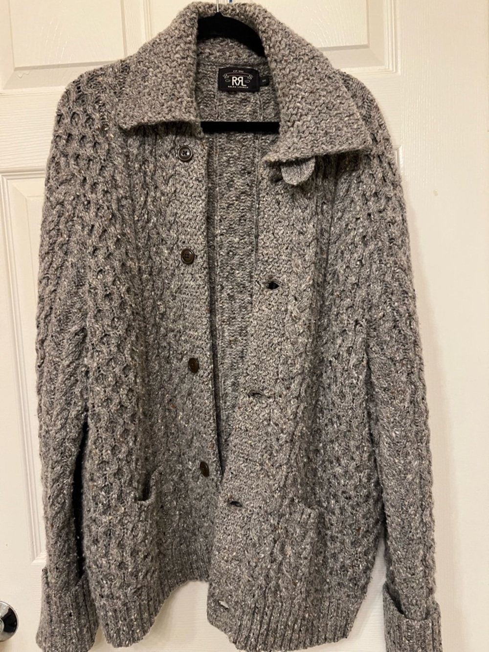Ralph Lauren Gray Cable-Knit Pea Coat